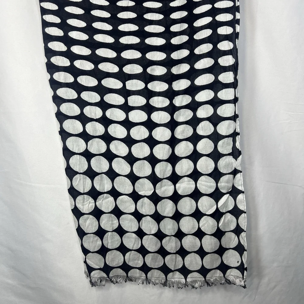 Talbots Women’s Black & White Scarf Wrap Polka Dots Classic Boho Lightweight
